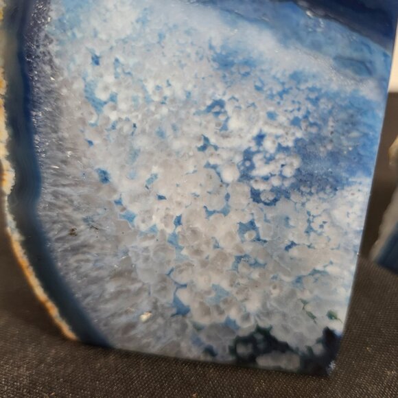 Vintage Blue Agate Stone Bookends by Brazil Gems - Picture 2 of 9